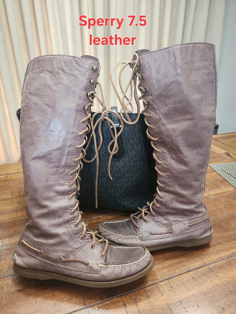Sperry Tall Lace-Up Leather Boots in Brown